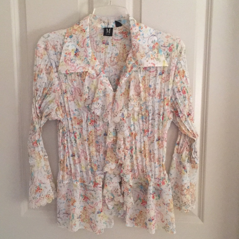 Milano Sheer Burton Down Floral Blouse